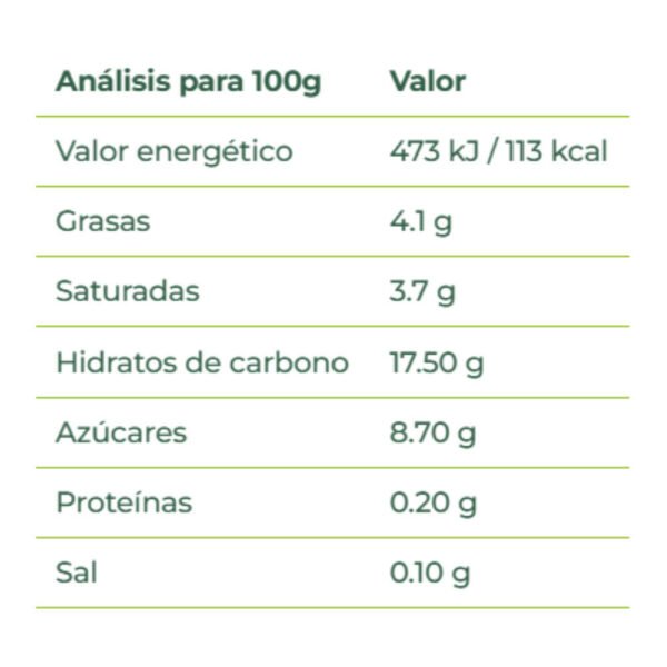 postre de coco vegano nutri facts
